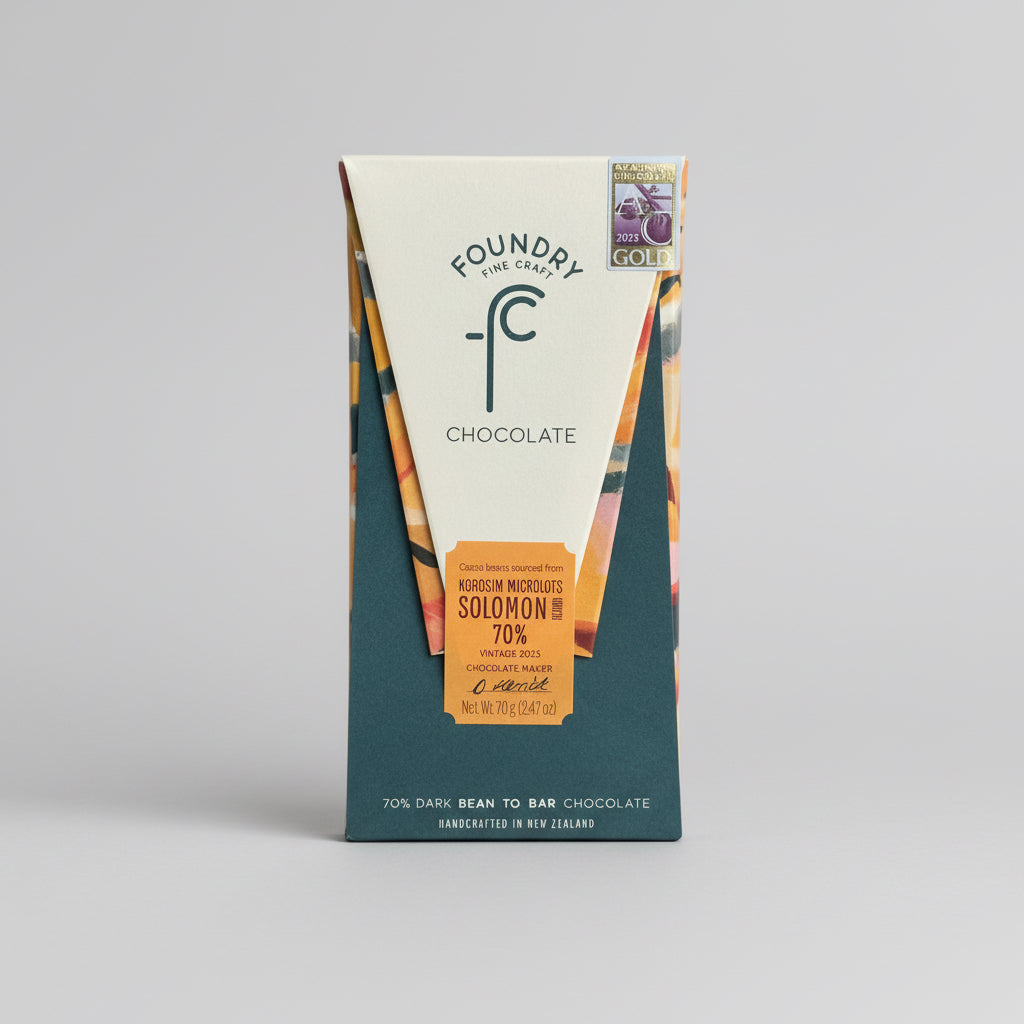 Foundry 70% Solomon Islands Dark Chocolate Bar, Award Winning Gold at Academy of Chocolate 2025